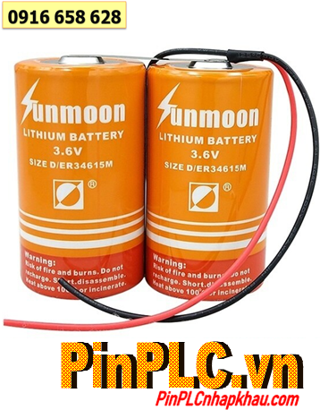 Sunmoon 2ER34615M (2 viên ghép đôi); Pin nuôi nguồn Sunmoon 2ER34615M lithium 3.6v D 27000mAh /Dây cắm